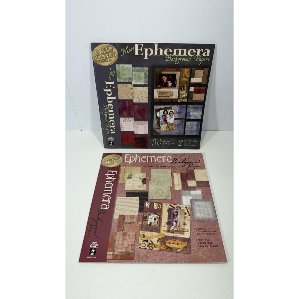Paper Pizazz Scrapbook Sheets Lot of 2 Vacation Ephemera Background 12 x 12